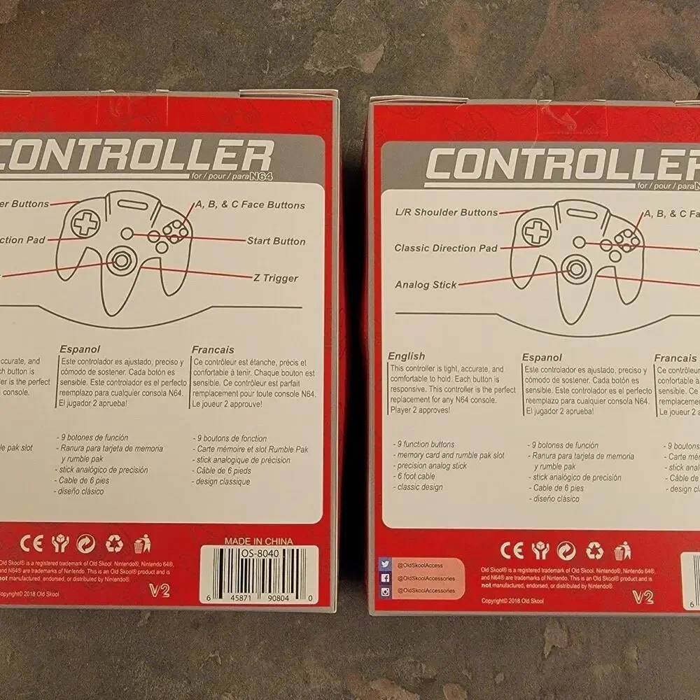 2 N64 Controllers - Purple/Grape (NEW) - Nintendo64 - Funtastic - Old Skool